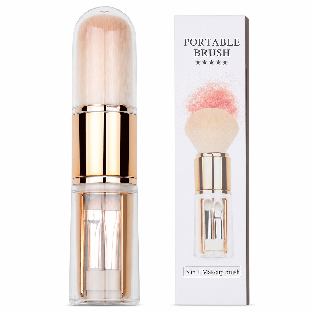 Portable Retractable Makeup Brush Set Multifunctional Travel Cosmetic Tool with Powder Blush and Silicone Lip Brush🔥