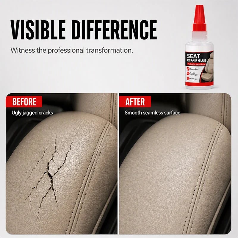 🚗50% OFF NOW! Quick Dry Car Seat Leather Repair Glue‑ Precision Nozzle Vinyl & Leather Adhesive, Permanent Bond Repair Glue for Car Seats, Sofas & Leather Furnitures