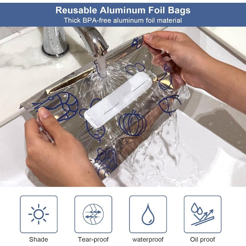 Reusable Aluminum Foil Food Storage Bags – Keep Food Fresh Longer
