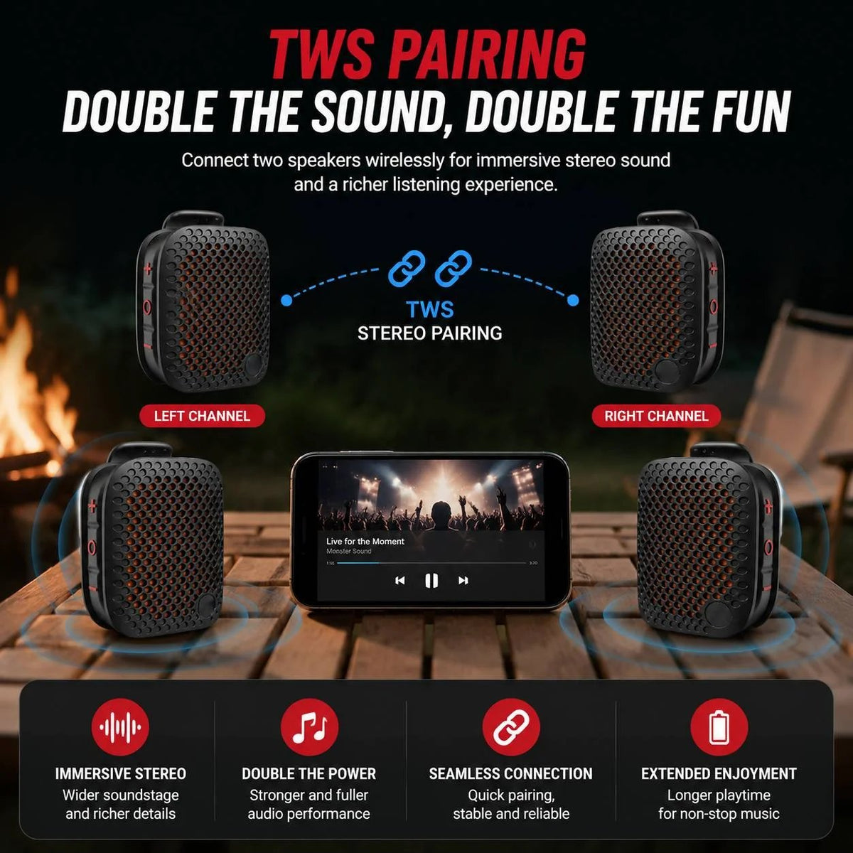 🏃 Outdoor Clip-On Bluetooth Speaker | Waterproof Speaker for Running & Cycling