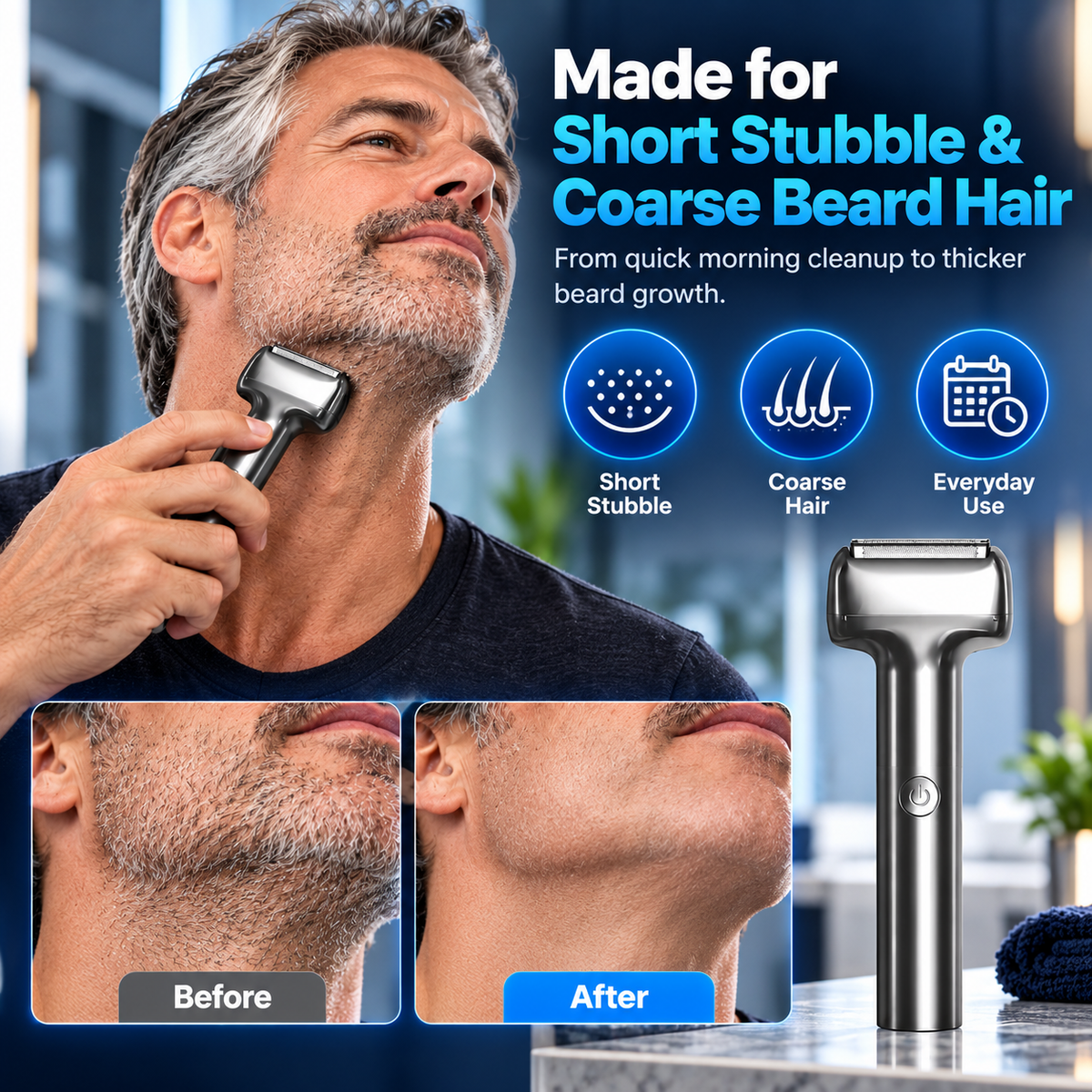 🪒Men's Rechargeable Foil Electric Shaver ⚡🧔– Efficient Close Shaving, Cordless Portable Wet & Dry Beard Razor for Daily Grooming