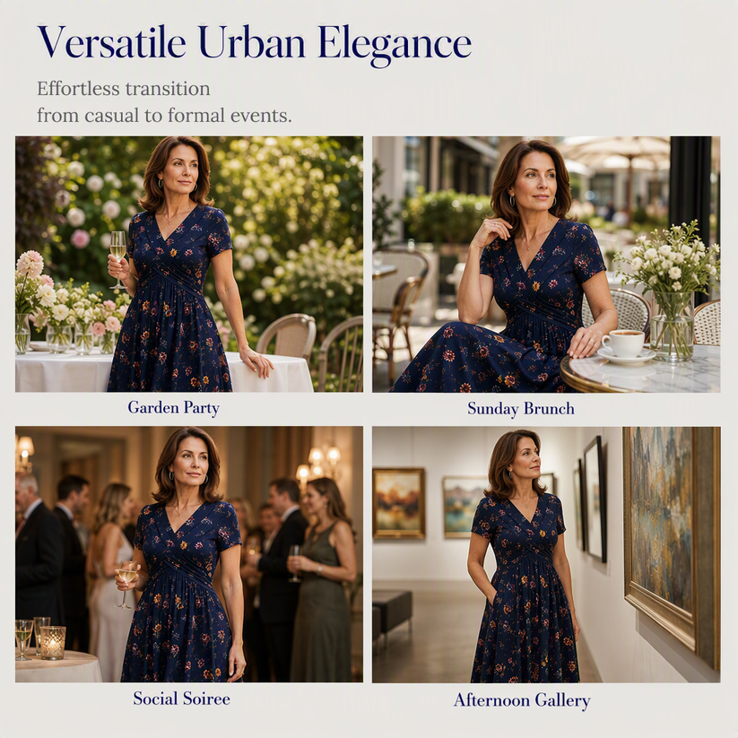 🌺Women’s V-Neck Floral Print Dress – Twist Waist & Flattering Fit
