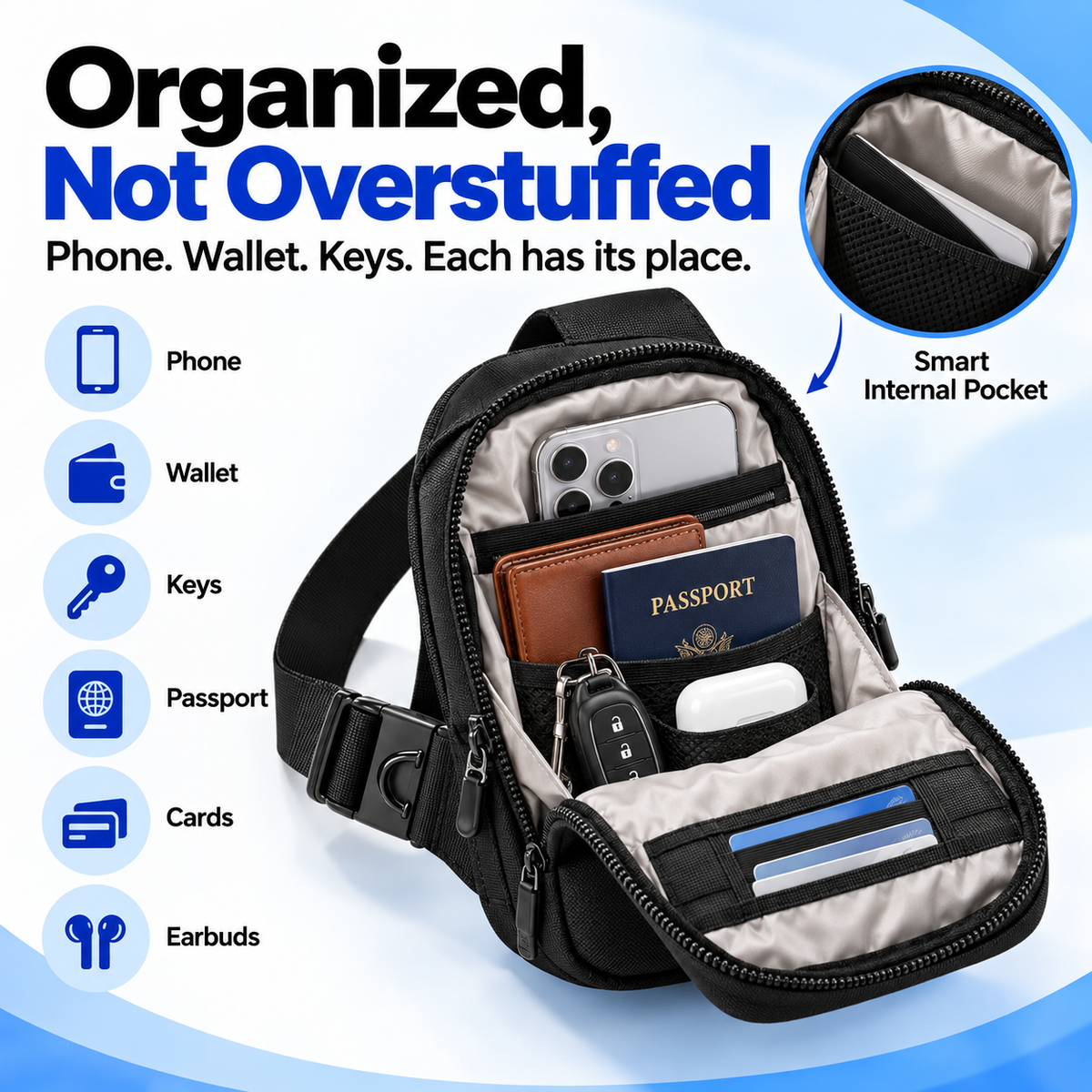 🛡️ Travel Sling Bag – Discreet Secure Sling Pack Keeps Valuables Safe