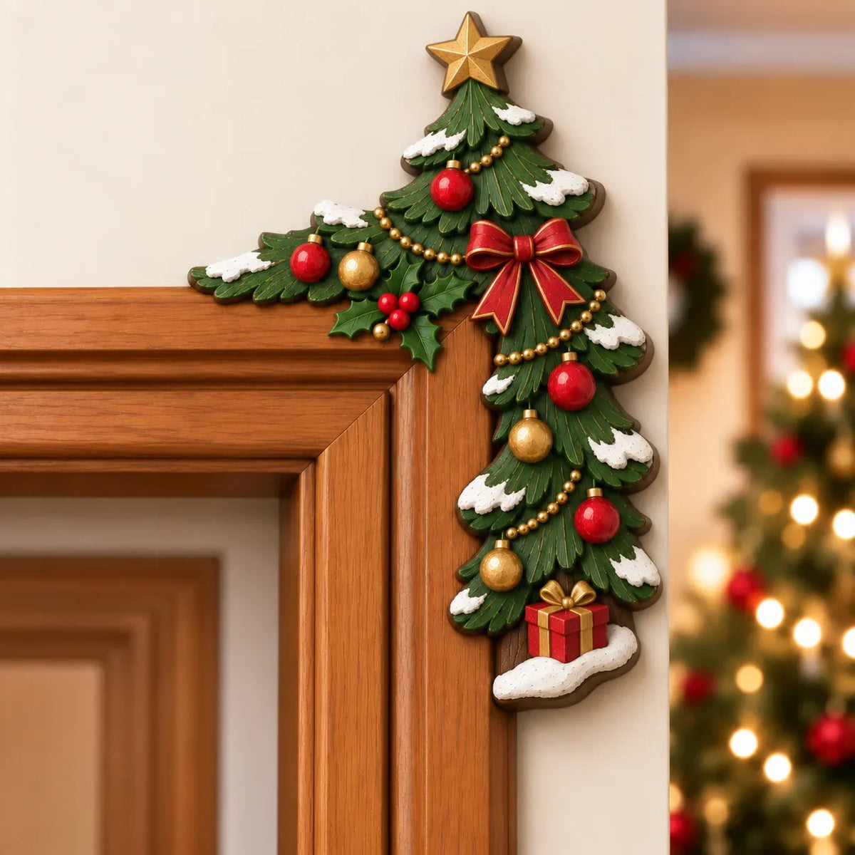 🎅 3D Sculpted Christmas Peekaboo Door Frame Corner Decor