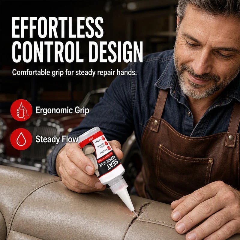 🚗50% OFF NOW! Quick Dry Car Seat Leather Repair Glue‑ Precision Nozzle Vinyl & Leather Adhesive, Permanent Bond Repair Glue for Car Seats, Sofas & Leather Furnitures