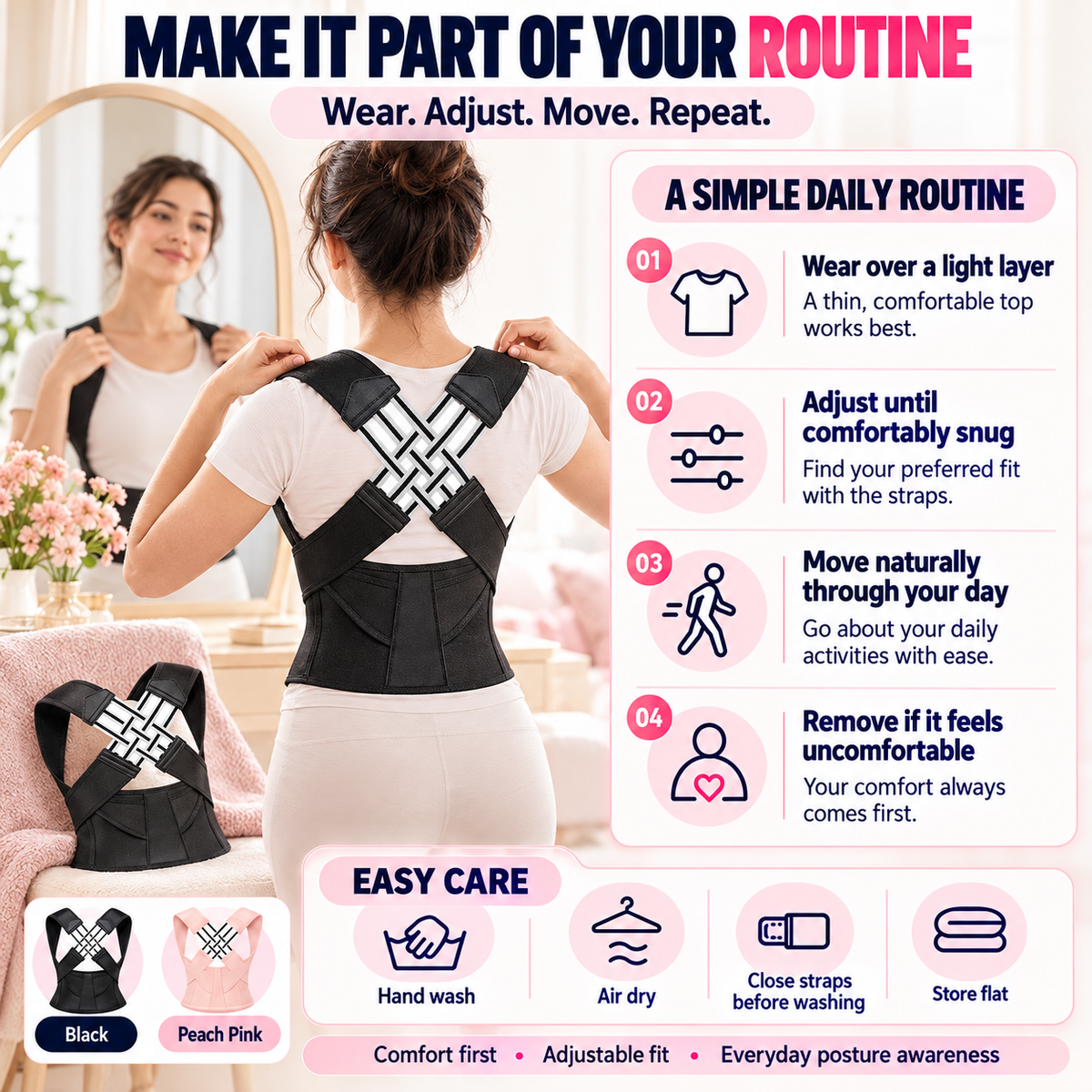 ✨ Adjustable X-Back Posture Support Brace – Comfortable Shoulder & Back Support