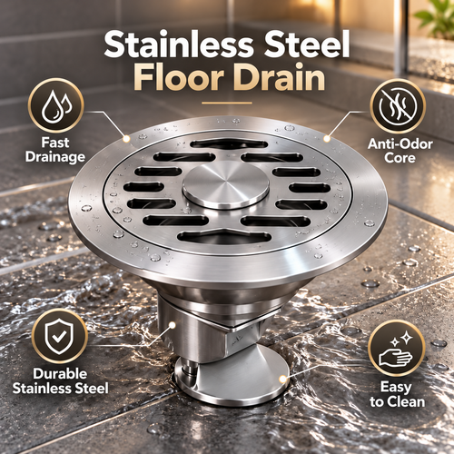 🚿 Stainless Steel Floor Drain with Odor-Blocking Core & Fast Drainage