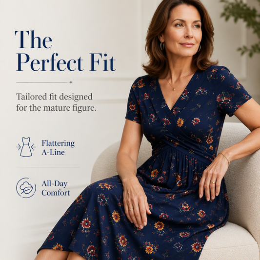 🌺Women’s V-Neck Floral Print Dress – Twist Waist & Flattering Fit