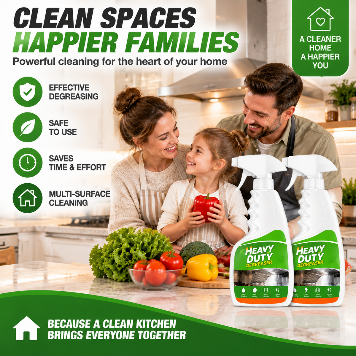 💥 Heavy Duty Kitchen Degreaser Spray – Powerful Grease Remover For Stove, Oven, Cabinets & Multiple Surfaces