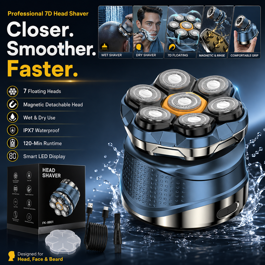 7D Electric Head Shaver for Men | Wet & Dry Rotary Razor🔥Free Shipping
