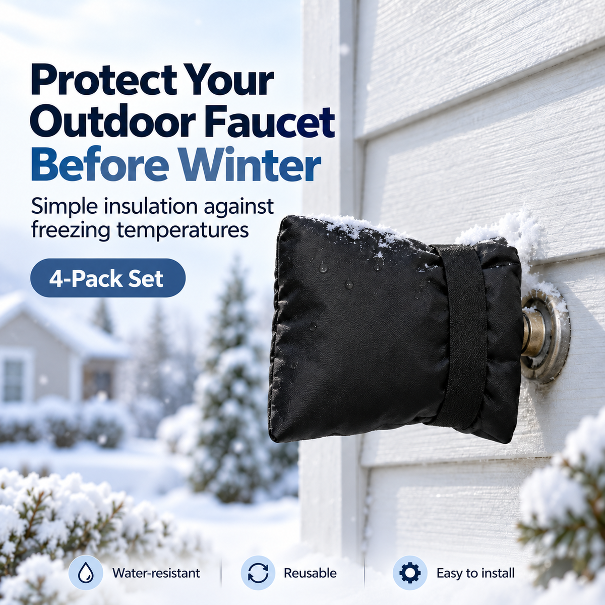 ❄️ Winter Faucet Covers 4-Pack — Protect Outdoor Faucets From Freezing & Costly Repairs