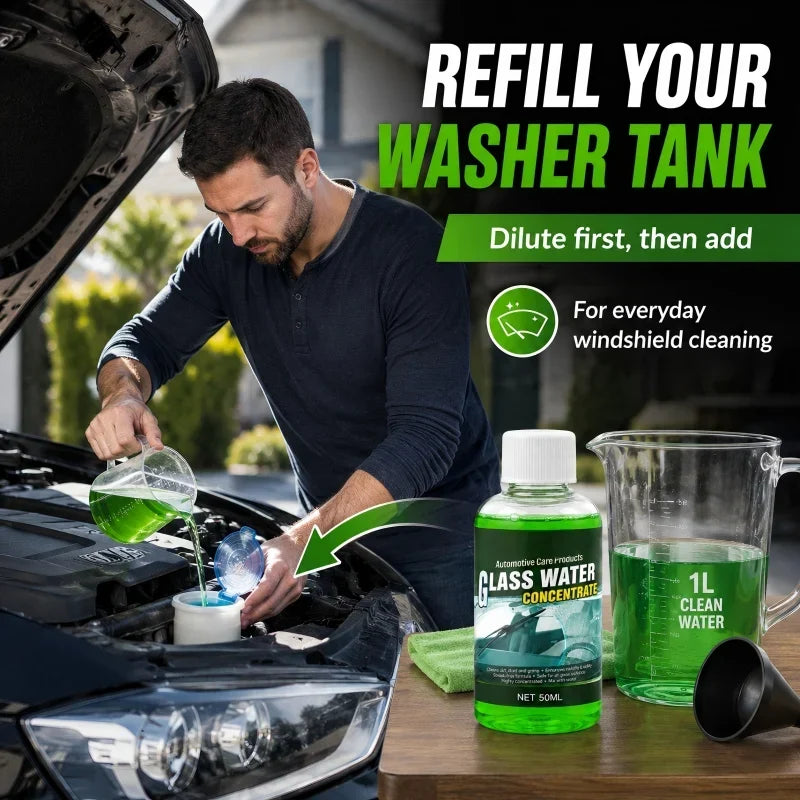 💥50% OFF! Automotive Glass Water Concentrate – Just Dilute & Pour! Streak-Free Visibility, Fights Bugs & Road Grime! 🚗✨