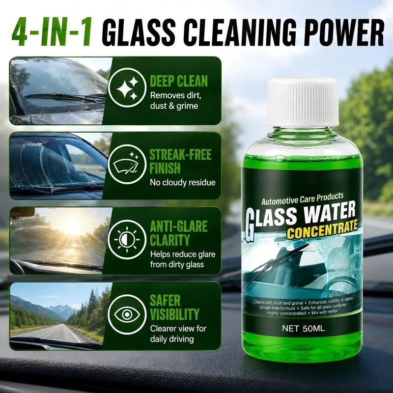💥50% OFF! Automotive Glass Water Concentrate – Just Dilute & Pour! Streak-Free Visibility, Fights Bugs & Road Grime! 🚗✨