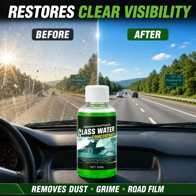 💥50% OFF! Automotive Glass Water Concentrate – Just Dilute & Pour! Streak-Free Visibility, Fights Bugs & Road Grime! 🚗✨
