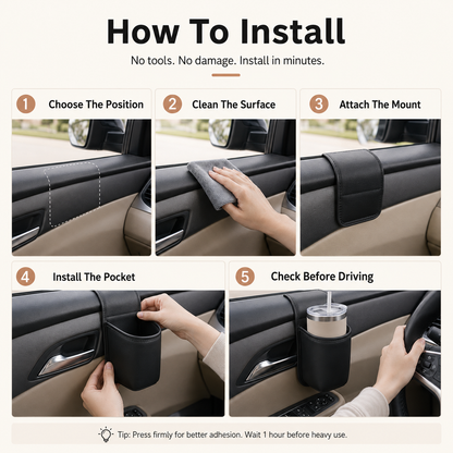 🥤 Car Door Cup Holder & Multi-Purpose Storage Pocket