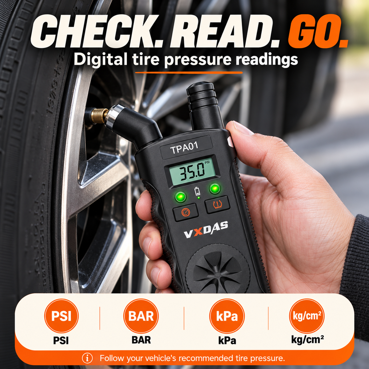 🛞 2-in-1 TPMS Relearn Tool & Digital Tire Pressure Gauge for GM