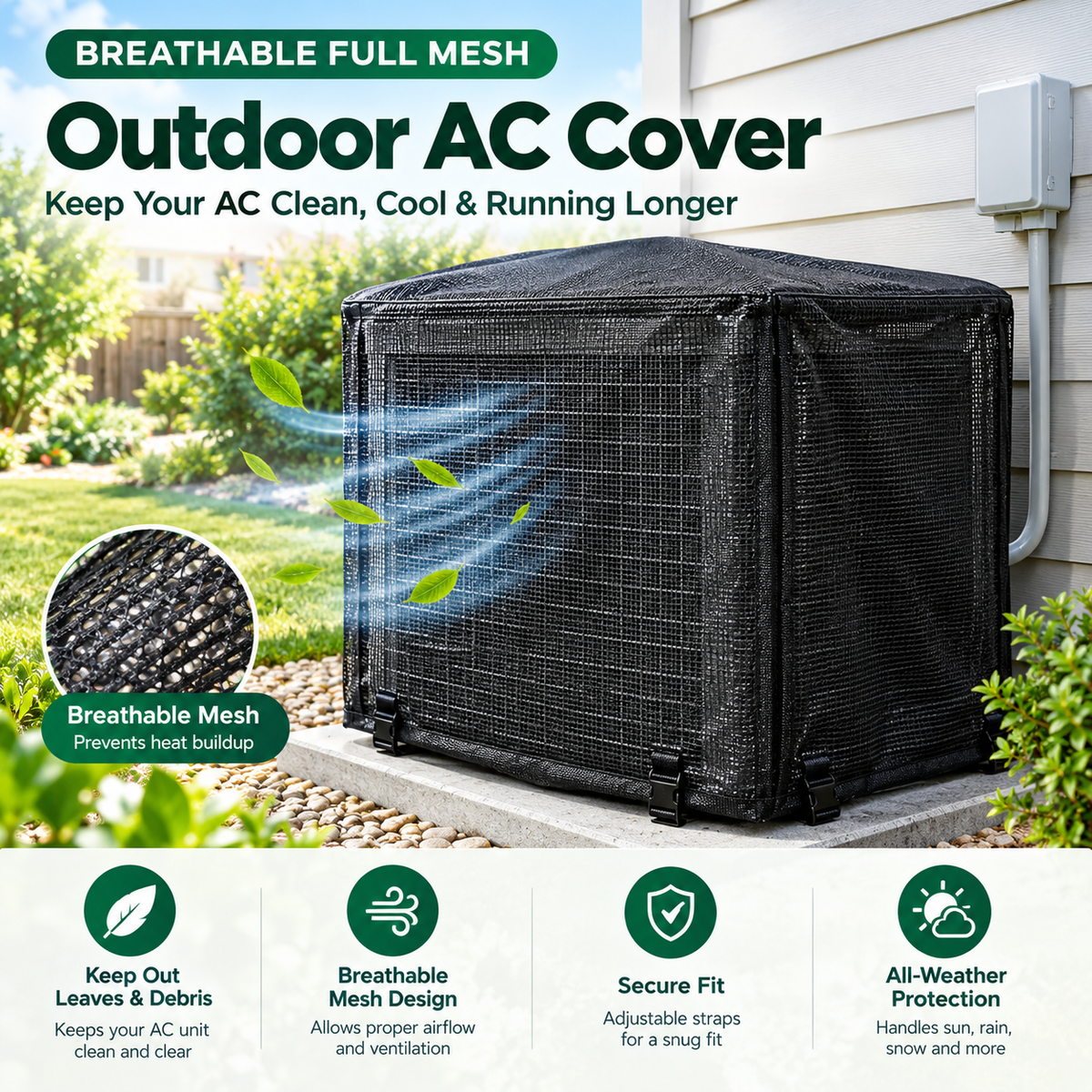 🔥Hot Sale 49%OFF❄️ Heavy-Duty Mesh AC Cover – All-Season Outdoor Protection
