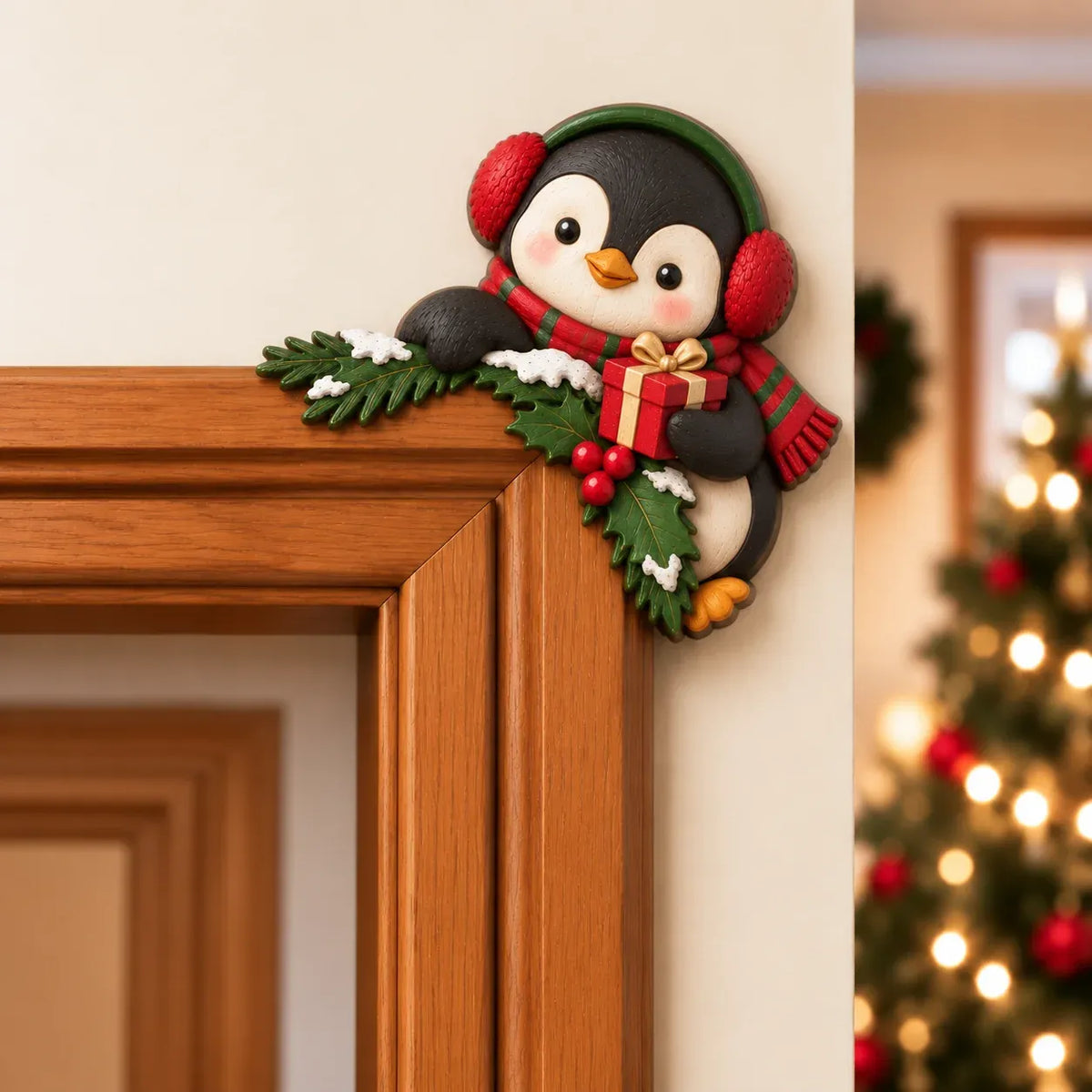 🎅 3D Sculpted Christmas Peekaboo Door Frame Corner Decor