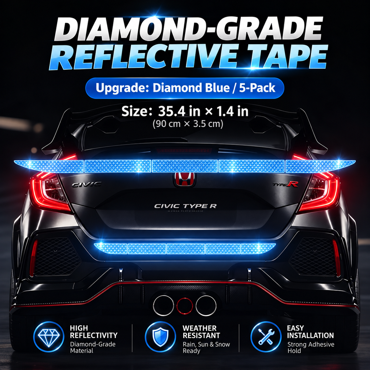 🔥Limited-time 50% off-Reflective Car Sticker Strips for Trunk & Rear Bumper