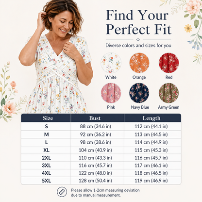 🌺Women’s V-Neck Floral Print Dress – Twist Waist & Flattering Fit