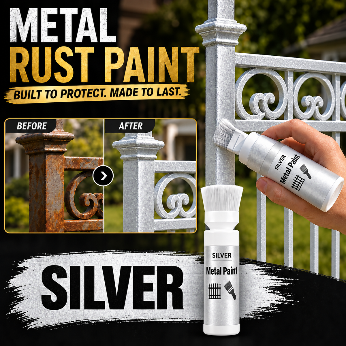 🔥🏠Water-Based Metal Touch-Up Paint With Built-In Brush
