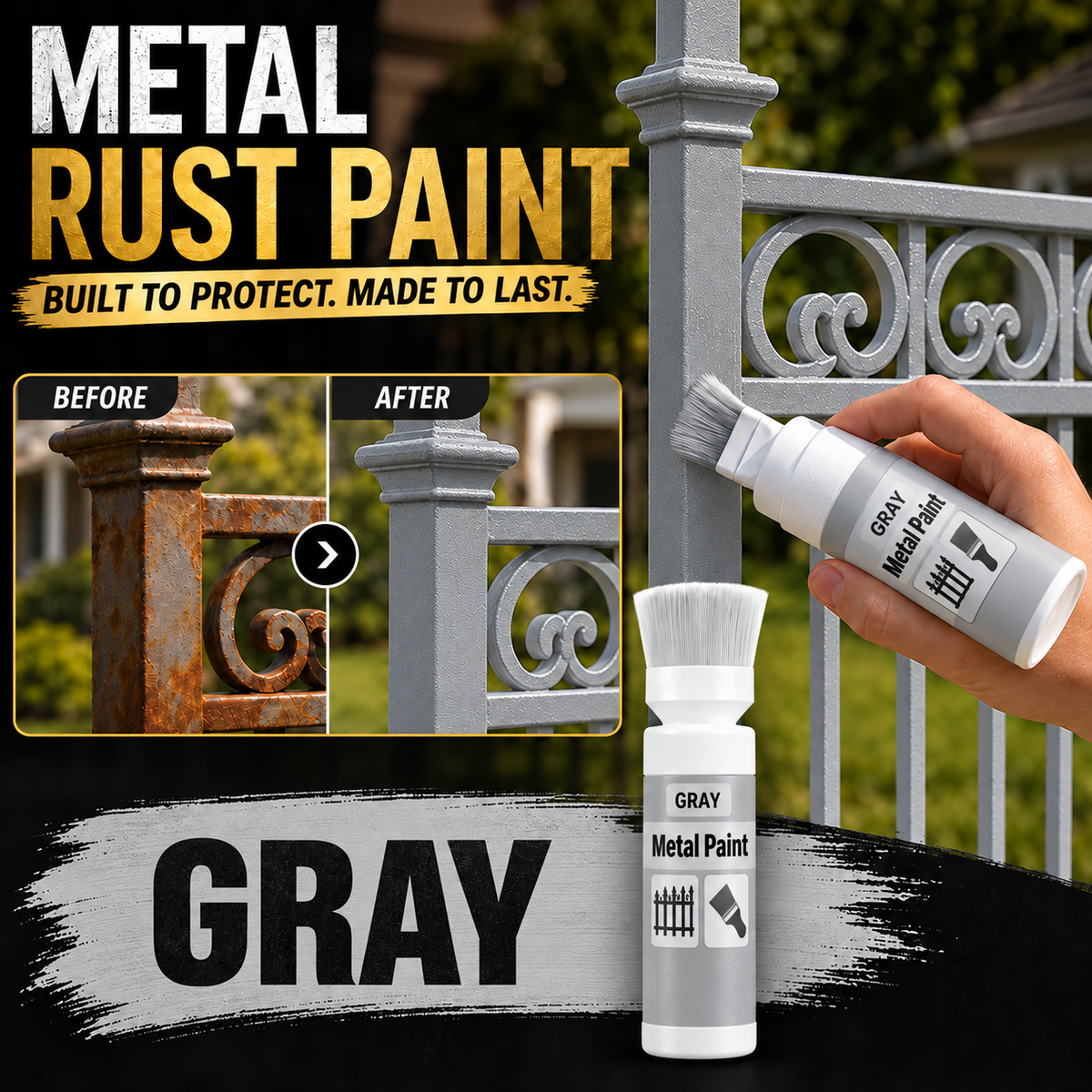 🔥🏠Water-Based Metal Touch-Up Paint With Built-In Brush