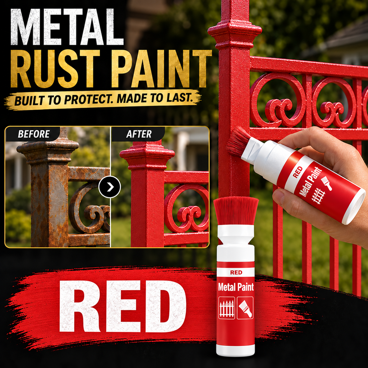 🔥🏠Water-Based Metal Touch-Up Paint With Built-In Brush