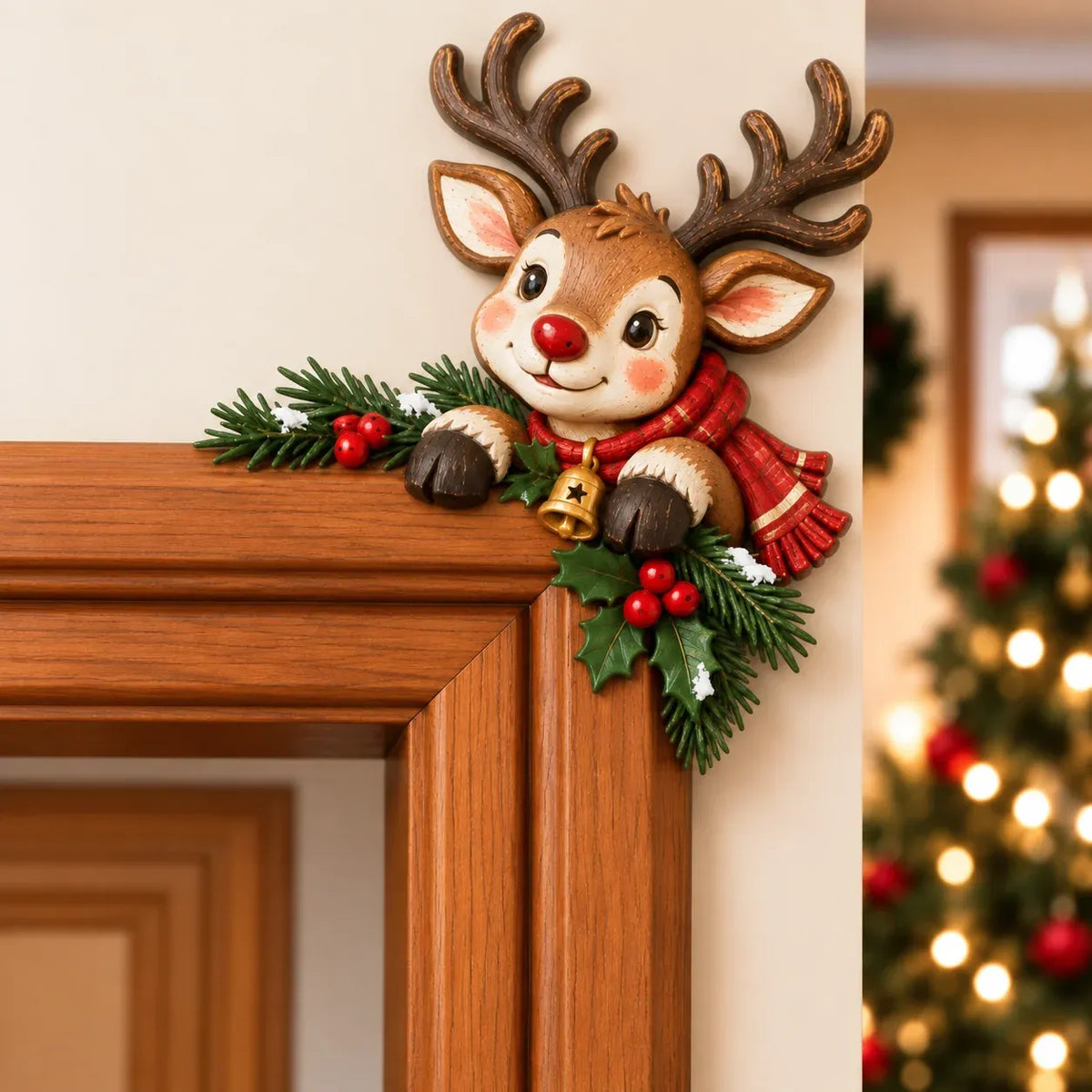 🎅 3D Sculpted Christmas Peekaboo Door Frame Corner Decor