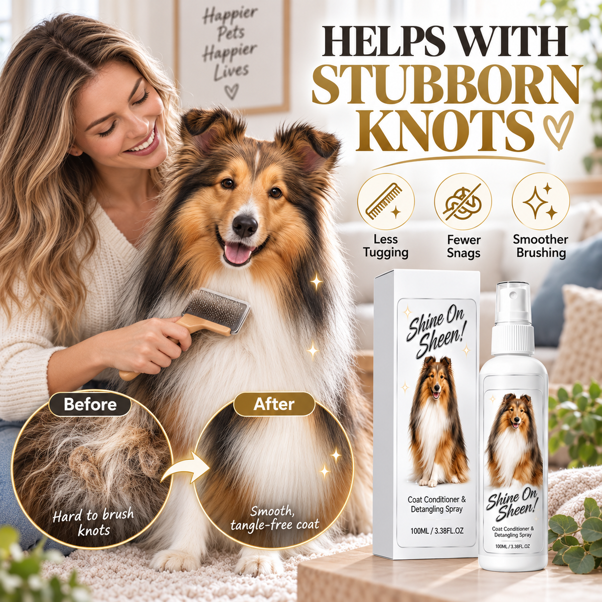 💥🐾 Pet Coat Detangling and Conditioning Spray