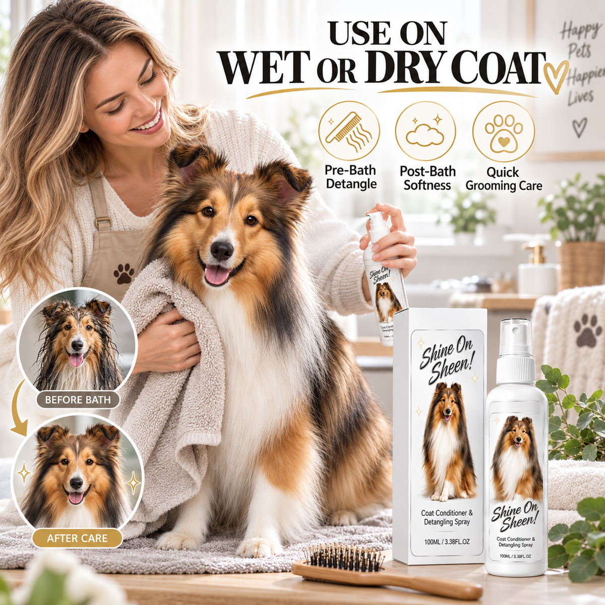 💥🐾 Pet Coat Detangling and Conditioning Spray
