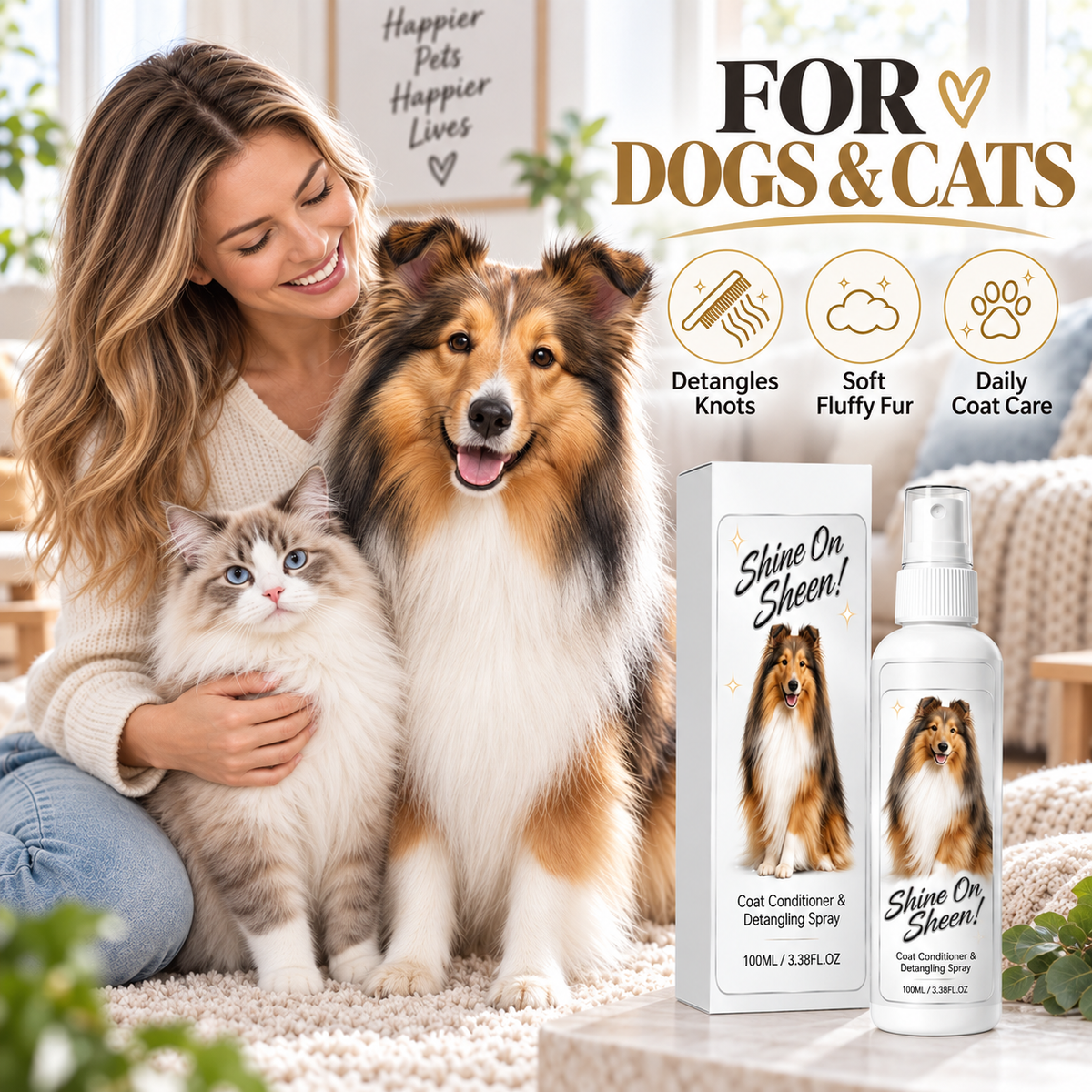 💥🐾 Pet Coat Detangling and Conditioning Spray