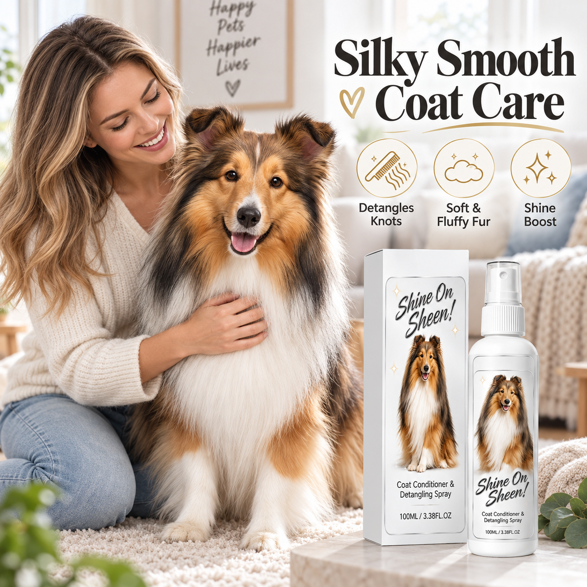💥🐾 Pet Coat Detangling and Conditioning Spray