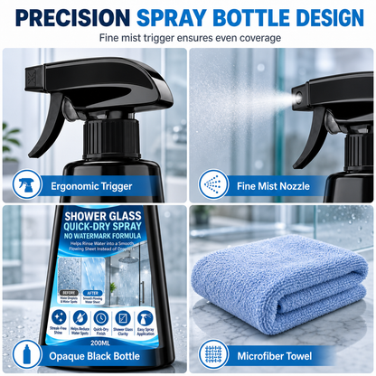 Stop Water Marks Instantly! Hydrophilic Shower Glass Spray
