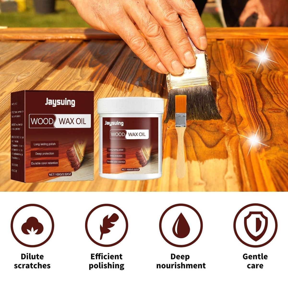 🔥 Wood Cleaner & Polish 3.5 Oz- Comes with Premium Brush