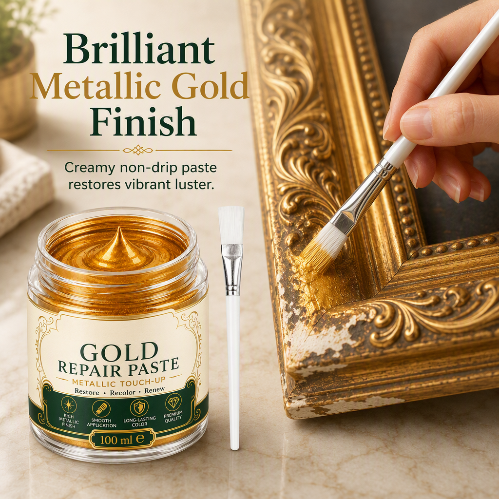 🔥Save 50%!Gold Metallic Repair Paste with Brush – Easy to Apply, Restore Shine & Make It Look Like New – No Professional Tools Needed! ✨