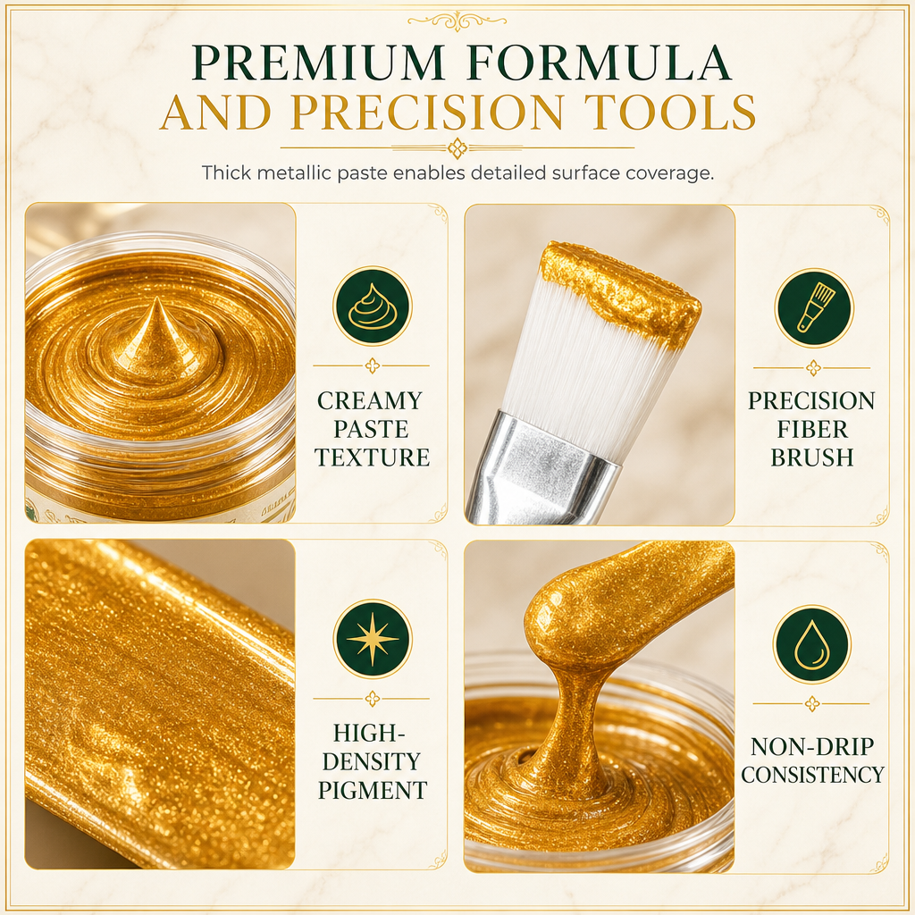 🔥Save 50%!Gold Metallic Repair Paste with Brush – Easy to Apply, Restore Shine & Make It Look Like New – No Professional Tools Needed! ✨