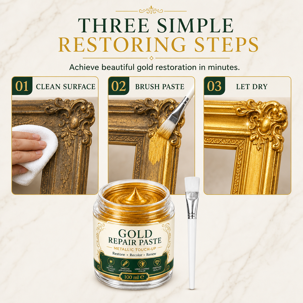 🔥Save 50%!Gold Metallic Repair Paste with Brush – Easy to Apply, Restore Shine & Make It Look Like New – No Professional Tools Needed! ✨