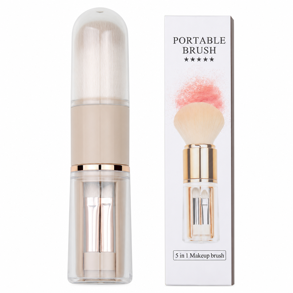 Portable Retractable Makeup Brush Set Multifunctional Travel Cosmetic Tool with Powder Blush and Silicone Lip Brush🔥