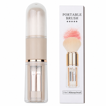 Portable Retractable Makeup Brush Set Multifunctional Travel Cosmetic Tool with Powder Blush and Silicone Lip Brush🔥