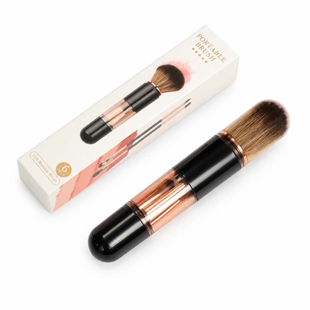 Portable Retractable Makeup Brush Set Multifunctional Travel Cosmetic Tool with Powder Blush and Silicone Lip Brush🔥