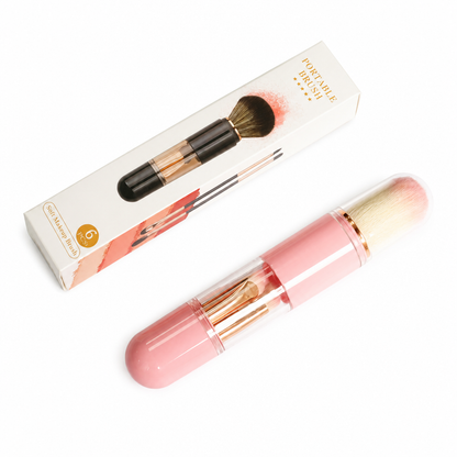 Portable Retractable Makeup Brush Set Multifunctional Travel Cosmetic Tool with Powder Blush and Silicone Lip Brush🔥